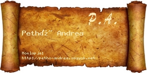 Pethő Andrea névjegykártya